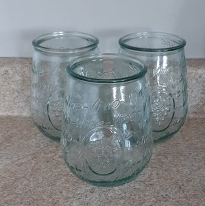 3 Stemless Wine Glasses